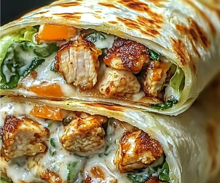 Cheesy Garlic Chicken Wraps 🌯🧀