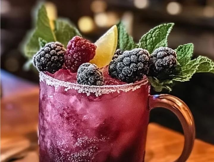 Frosted Blackberry Bourbon Mule