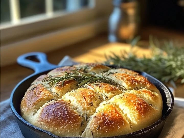 Rustic Garlic Rosemary Skillet Bread