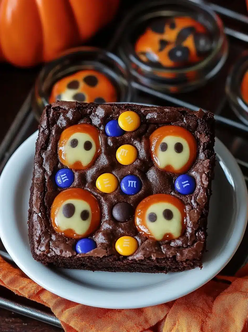 Spooky brownie ghost treats decorated for Halloween