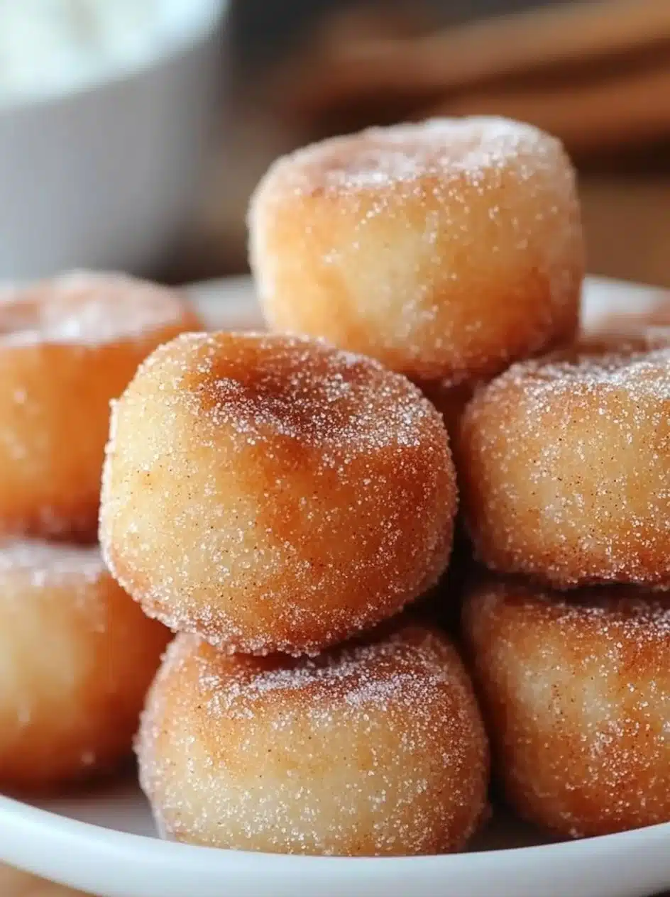 Delicious sweet air fryer churro bites served on a plate.