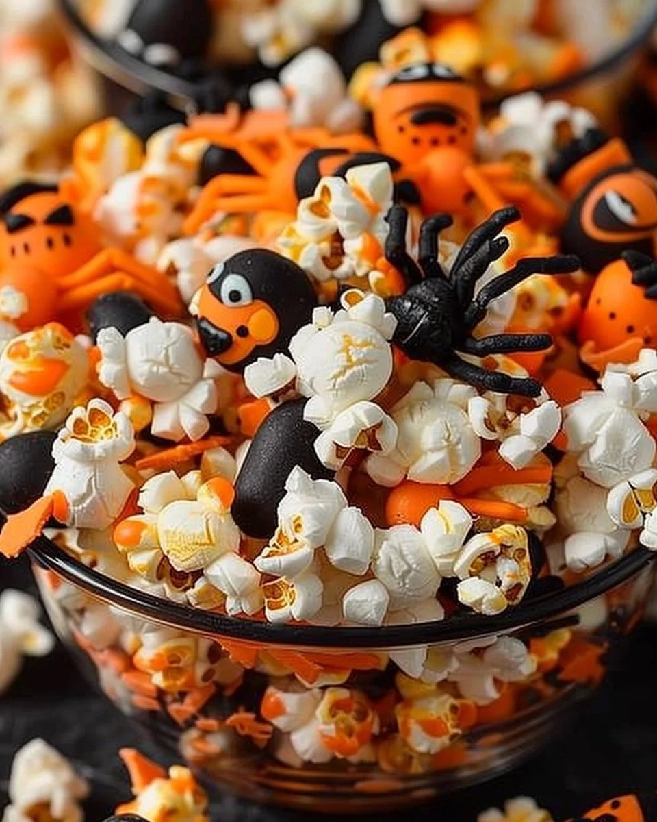 Easy Halloween Popcorn Recipe 2 Easy Halloween popcorn recipe with colorful sprinkles and festive toppings