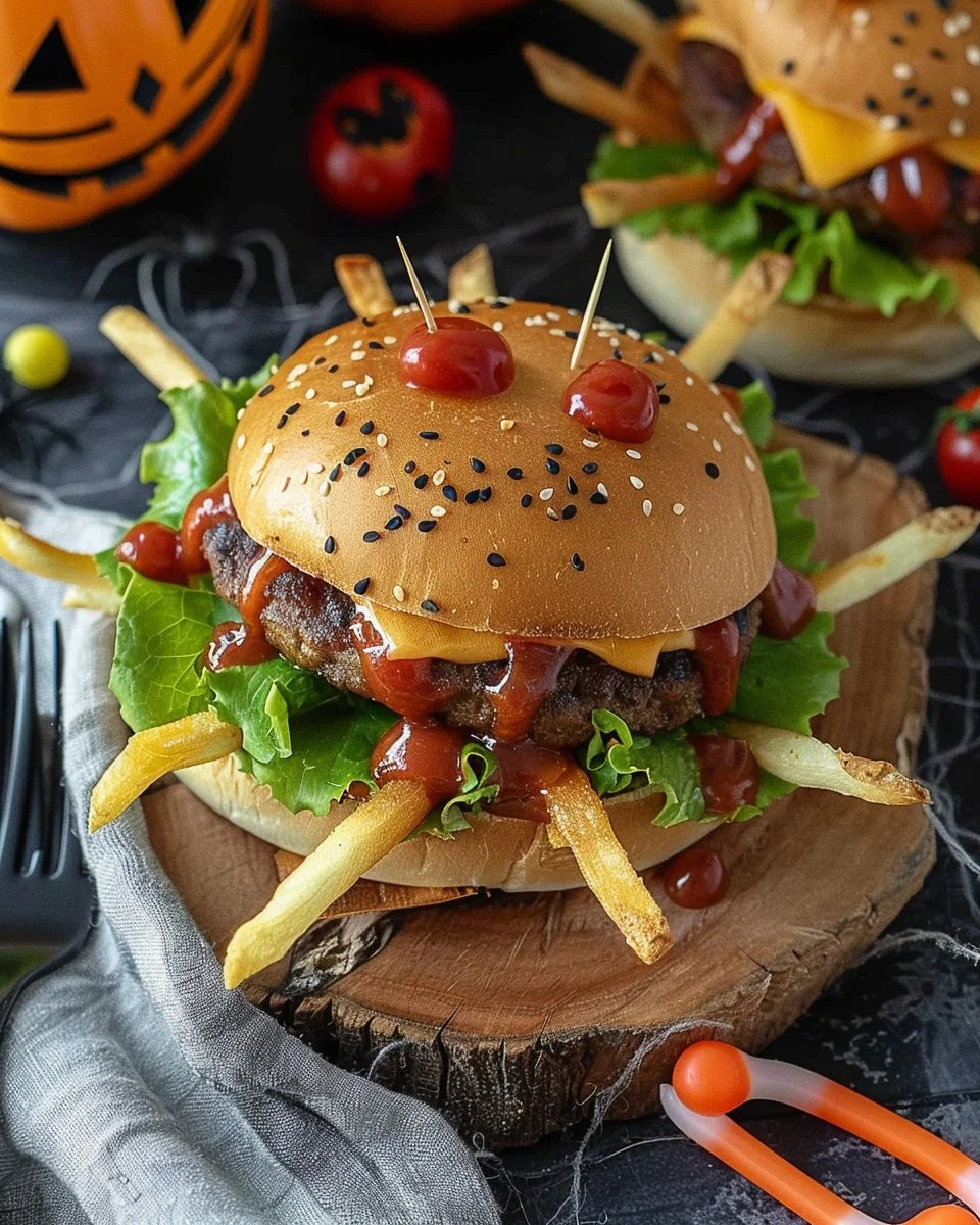 Eerily beautiful Halloween burgers creatively decorated for spooky festivities