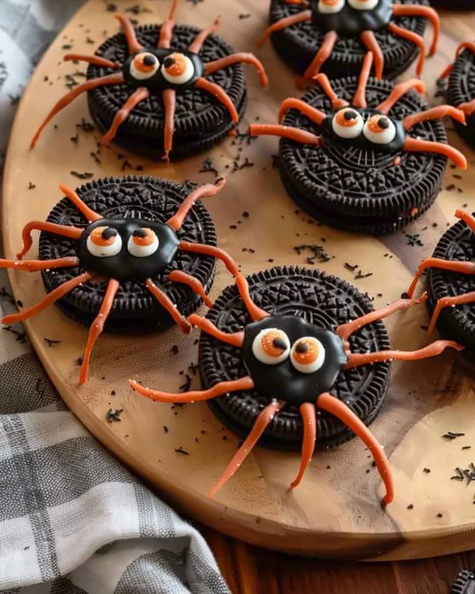 Oreo Spider Halloween Cookies decorated for Halloween fun
