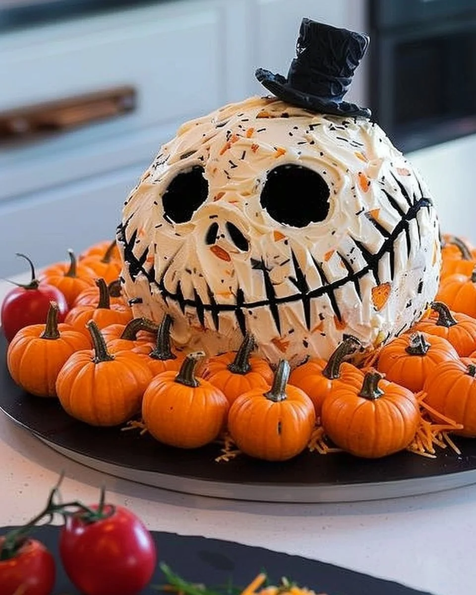 Skellington Cheese Ball Appetizer Recipe 2 Skellington cheese ball appetizer for Halloween gatherings