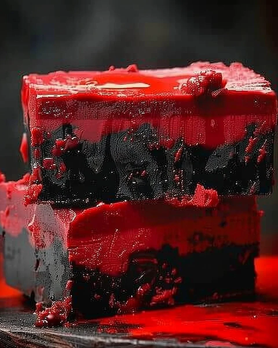 Delicious homemade Vampire Fudge with dark chocolate and spooky decorations.