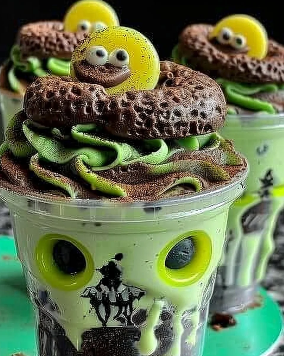 Colorful Zombie Pudding Cups for Halloween treats and parties