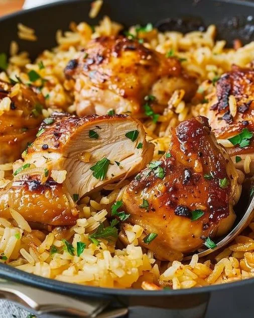 One-pan chicken thighs with rice recipe for easy weeknight meals