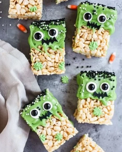 Spooky Frankenstein Rice Krispie Treats 2 Spooky Frankenstein Rice Krispie Treats for Halloween celebration