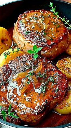 Juicy Apple Butter Pork Chops - Alrightwithme