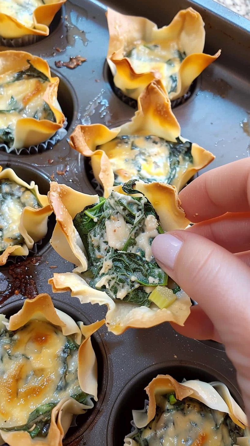 Spinach and Artichoke Wonton Cups 4 Spinach and Artichoke Wonton Cups