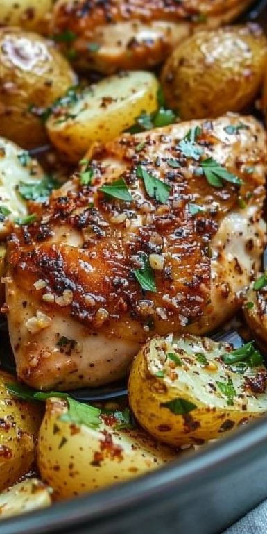 Crockpot Garlic Parmesan Chicken and Potatoes