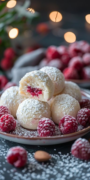 Raspberry Almond Snowball Cookies Delightful Easy Recipe