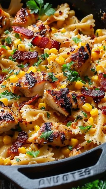 Creamy Chicken and Corn Pasta with Bacon