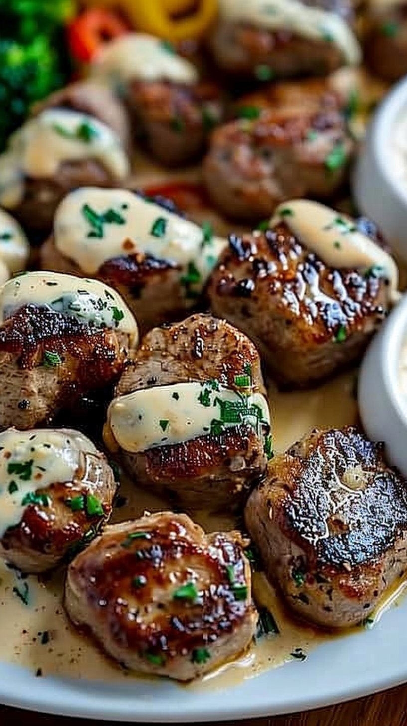 Garlic Butter Steak Bites with a Rich Parmesan Cream Sauce 4 Garlic Butter Steak Bites with a Rich Parmesan Cream Sauce