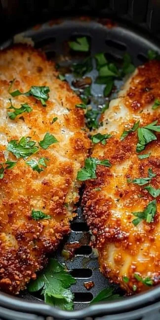 Air Fryer Chicken Parmesan 3 Air Fryer Chicken Parmesan with crispy coating and melted cheese