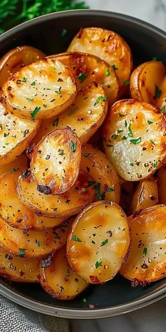 Air Fryer Sliced Potatoes 3 Crispy air fryer sliced potatoes ready to be served