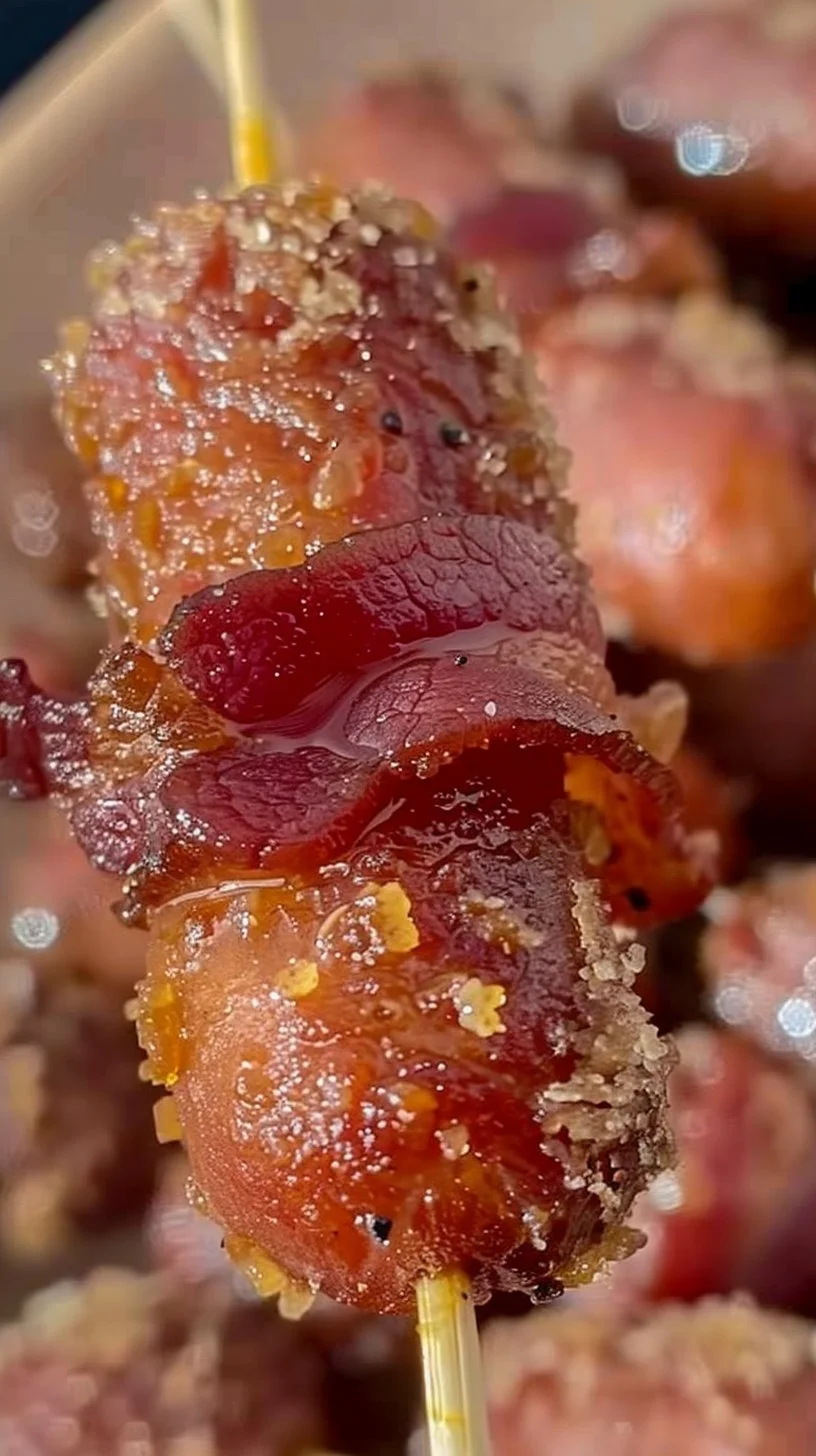 Bacon Wrapped Little Smokies 3 Plate of Bacon Wrapped Little Smokies appetizer for parties