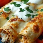 Baked cream cheese chicken taquitos served on a plate