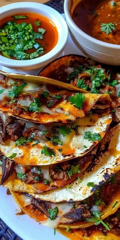 Best Birria Recipe 3 Plate of flavorful birria with tender meat and vibrant garnishes