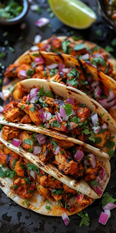 Delicious Chicken Street Tacos with fresh toppings and vibrant flavors