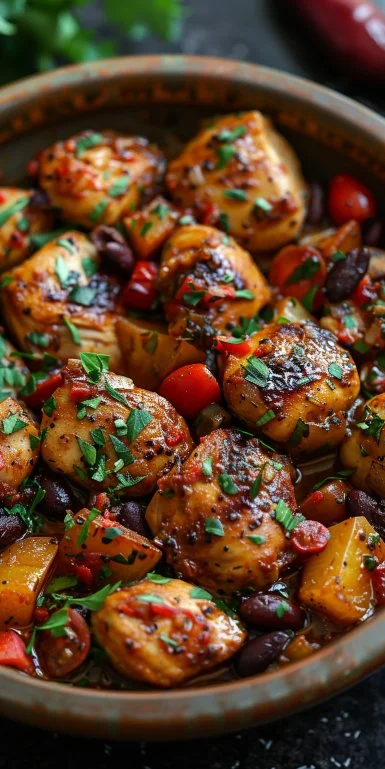 Chicken Tagine 3 Delicious Chicken Tagine served with spices and vegetables in a Moroccan dish.