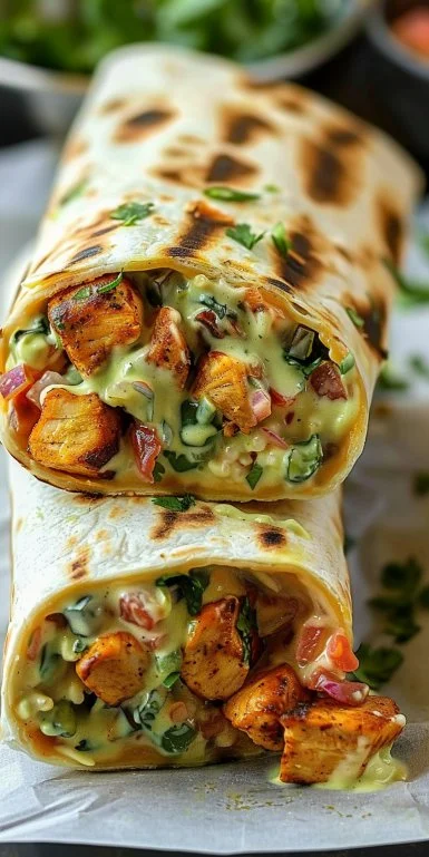 Chipotle Ranch Grilled Chicken Burrito 3 Chipotle Ranch Grilled Chicken Burrito with fresh ingredients