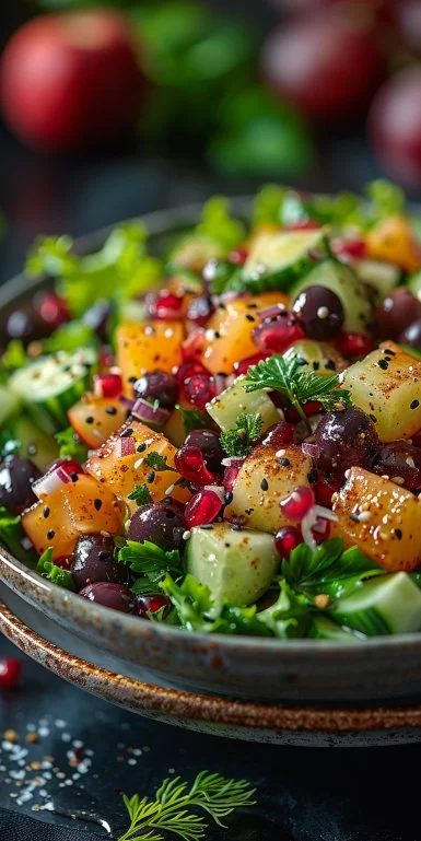 Christmas Salad with Honey Mustard Dressing 3 Festive Christmas Salad with vibrant vegetables and honey mustard dressing