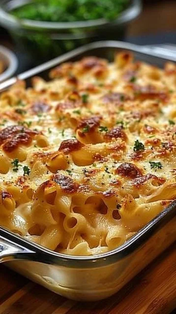 Crack Chicken Pasta Bake 7 Delicious Crack Chicken Pasta Bake topped with cheese and herbs