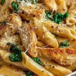 Creamy Garlic Parmesan Chicken Pasta dish served in a bowl