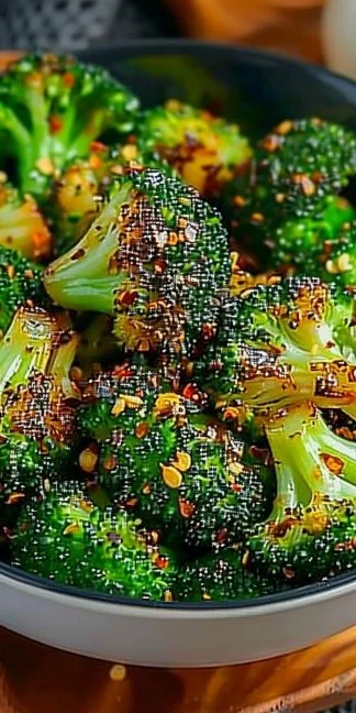 Crispy Garlic Air Fryer Broccoli 3 Crispy garlic air fryer broccoli served on a plate