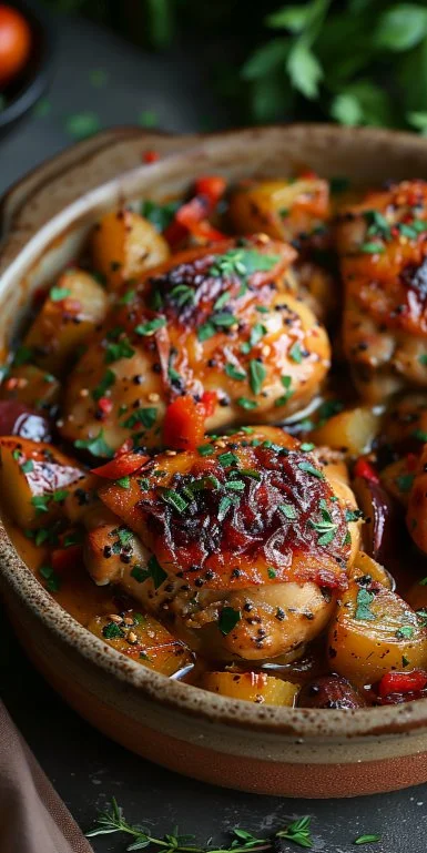 Crock Pot Angel Chicken 3 Delicious Crock Pot Angel Chicken served with herbs and vegetables.