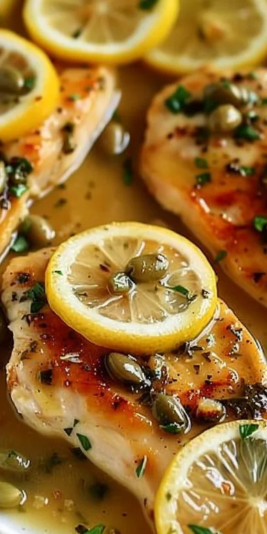 Crock Pot Lemony Chicken Piccata 3 Crock Pot Lemony Chicken Piccata served on a plate with lemon slices and parsley