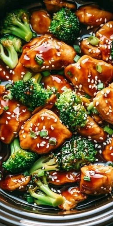 Crockpot Teriyaki Chicken recipe in a slow cooker with delicious sauce
