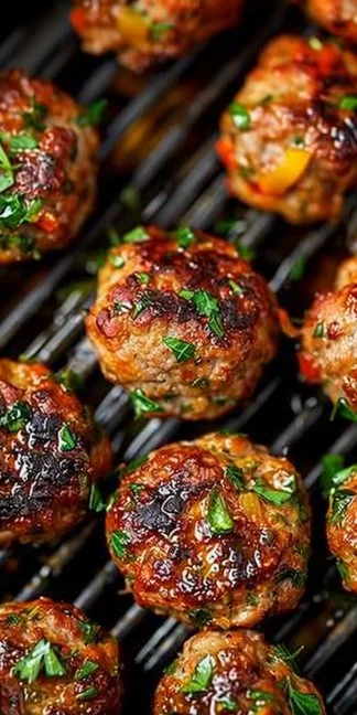 Easy Air Fryer Low Carb Meatballs 3 Plate of easy air fryer low carb meatballs garnished with herbs