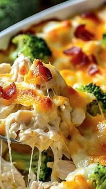 A delicious low carb chicken casserole served in a ceramic dish with fresh herbs