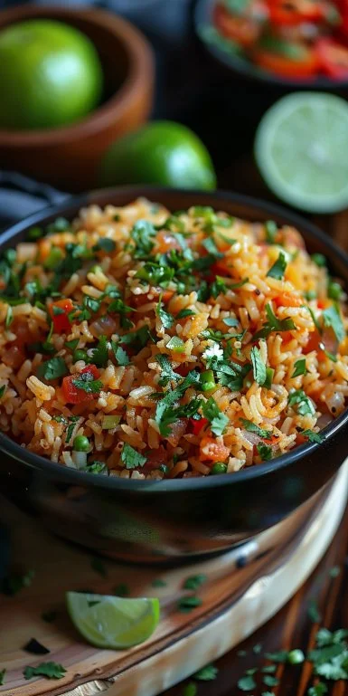 Bowl of easy homemade Mexican rice with vibrant colors and spices
