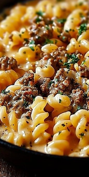 Stovetop Creamy Ground Beef Pasta
