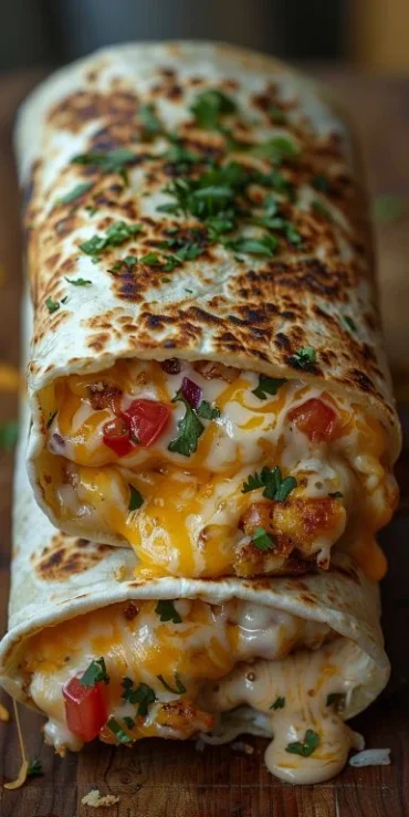 Delicious grilled cheese burrito filled with melted cheese and savory ingredients.