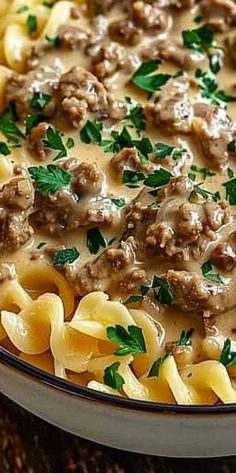 Delicious homemade Beef Stroganoff with hamburger helper recipe