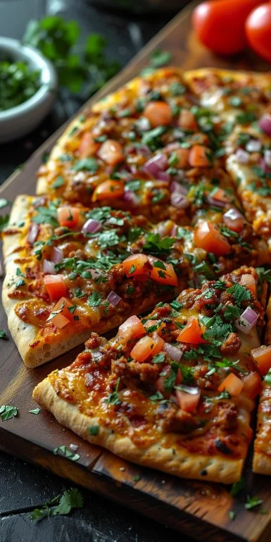 Homemade Mexican Pizza Recipe 3 Delicious homemade Mexican pizza topped with fresh ingredients