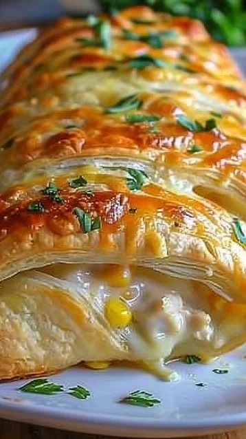 Delicious cheesy chicken rolls made with crescent dough and melted cheese