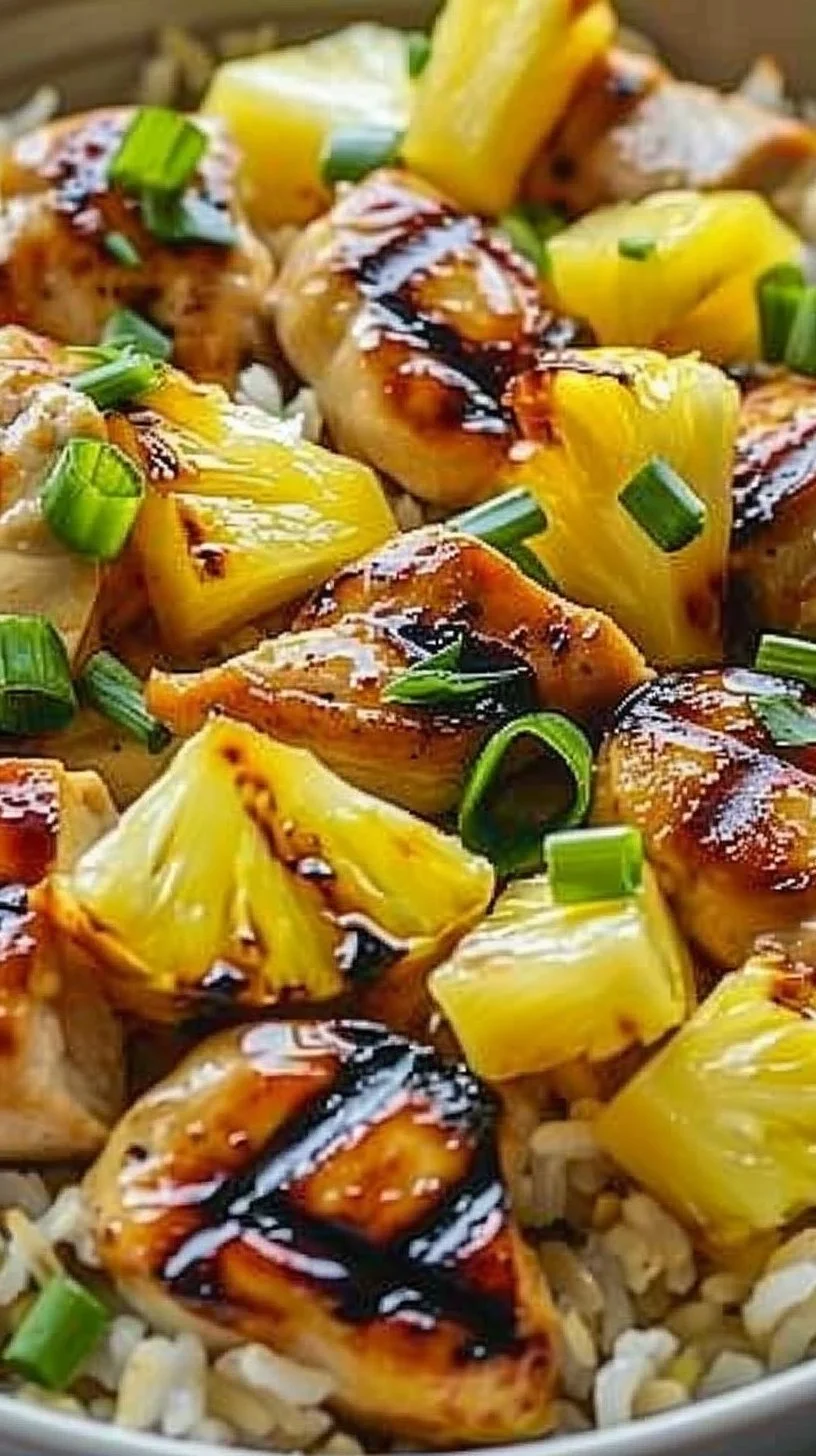 Pineapple Chicken and Rice 3 Delicious Pineapple Chicken served over fluffy rice with tropical flavors