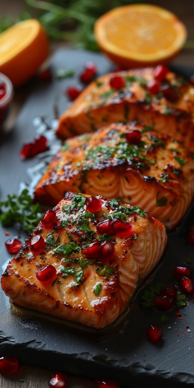Pomegranate and Orange Glazed Salmon 4 Pomegranate and Orange Glazed Salmon