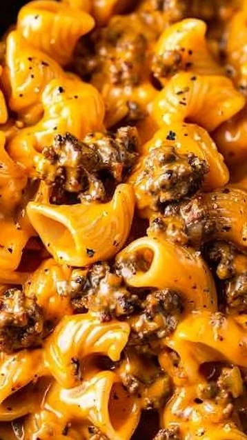 Delicious homemade Hamburger Helper served in a bowl with fresh ingredients
