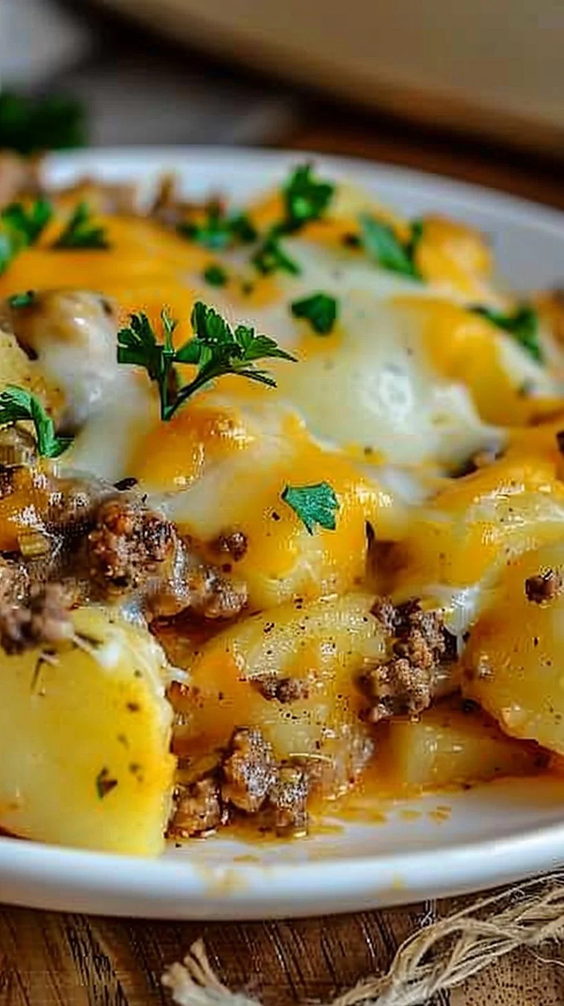 Slow Cooker Cowboy Potato Casserole 3 Delicious Slow Cooker Cowboy Potato Casserole garnished and ready to serve