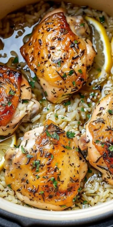 Slow Cooker Lemon Herb Chicken 3 Slow Cooker Lemon Herb Chicken with fresh herbs and lemon slices
