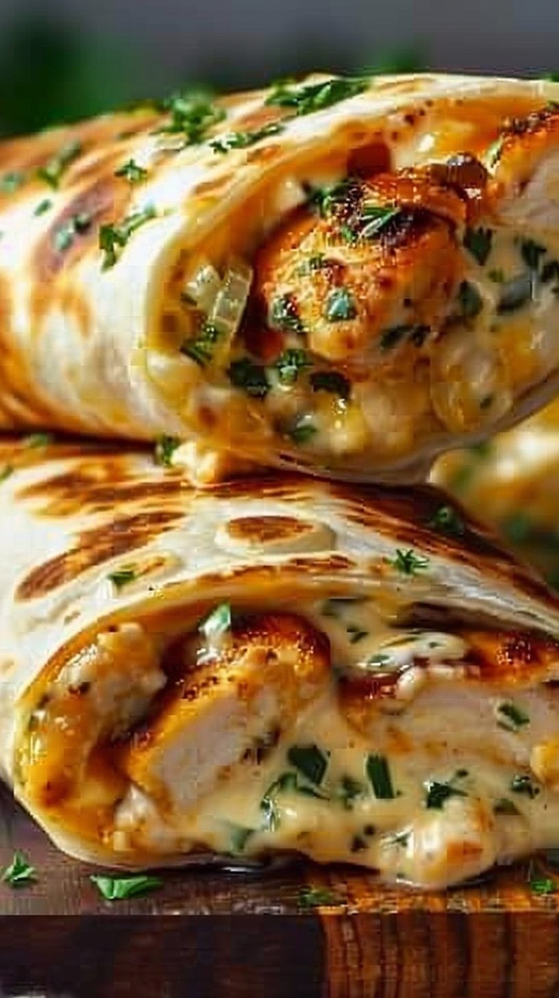 Cheesy Garlic Chicken Wraps