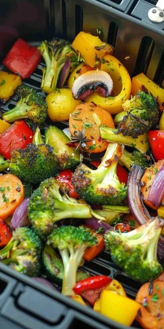 Delicious veggie airfryer dish ready to serve