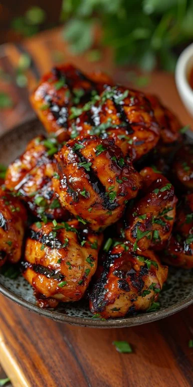 Zesty BBQ Chicken 3 Delicious zesty BBQ chicken on a grill with fresh herbs